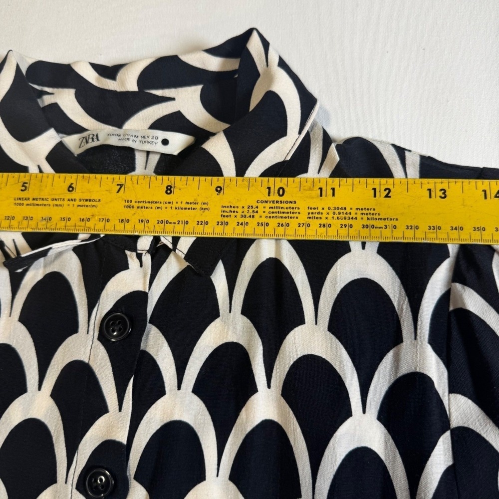 Zara Size M Black White Mini Shirt Dress Clean Girl Old Money Chic Style - Picture 7 of 8
